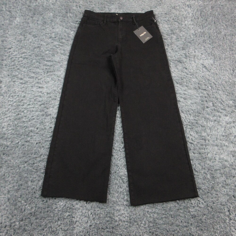 Indigo Six Jeans Womens 10 Black Scissor Cut Wide Leg High Rise 31x29* NWT